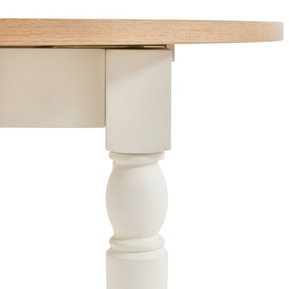 Gallery Direct Eton Round Extending Dining Table in White painted wood with an oak wood and veneer table top