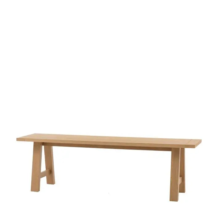 Gallery Direct Eton Oak Bench in Natural wood and veneers with a trestle style base