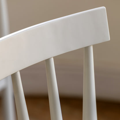 Close-up of the Eton white dining chair painted backrest