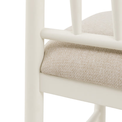 Close-up of the Eton white dining chair fabric seat