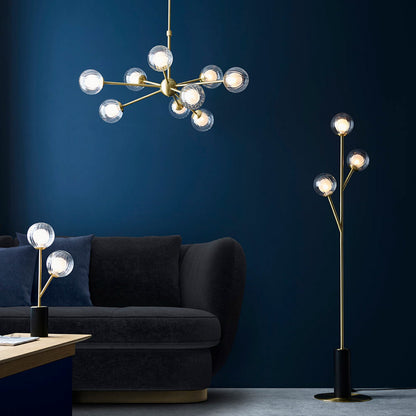 Gallery Direct Ewelme 9 Pendant Light Satin Brass, styled in a room setting