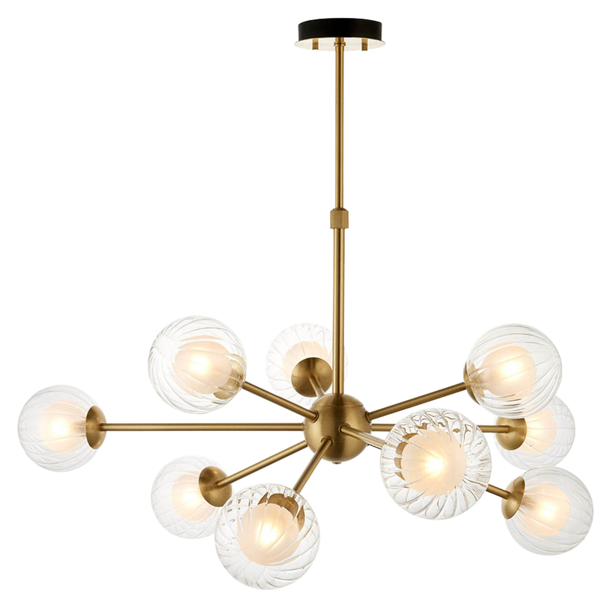 Gallery Direct Ewelme 9 Pendant Light Satin Brass, complete product view on a white background
