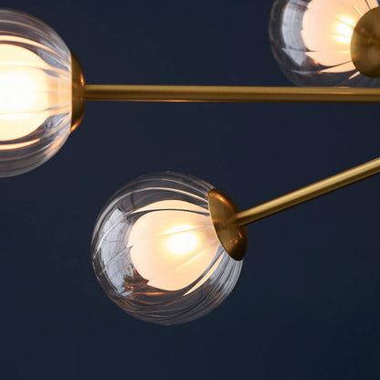 Gallery Direct Ewelme 9 Pendant Light Satin Brass, close-up of the finish and design