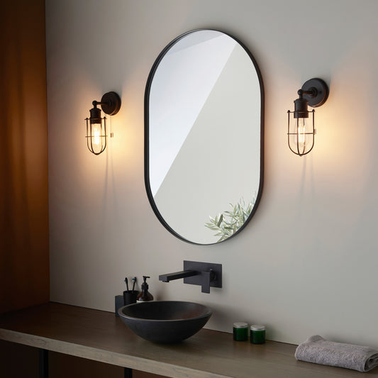 Gallery Direct Exeter Bathroom Wall Light Black, styled in a room setting