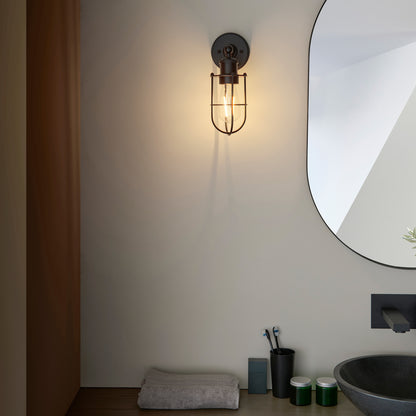 Gallery Direct Exeter Bathroom Wall Light Black, styled in a room setting