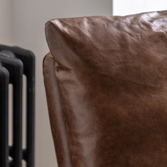 Gallery Direct Fabien Lounger Chair in sumptuously padded Brown Leather upholstery