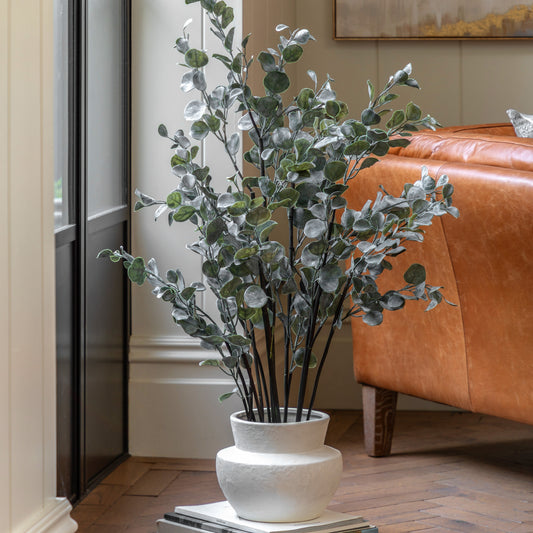 Gallery Direct Faux Eucalyptus in Ceramic Pot Ivory, styled in a supplier lifestyle setting