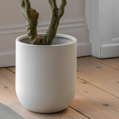 Gallery Direct Faux Olive Tree in White Pot Green, close-up showing its finish and detail