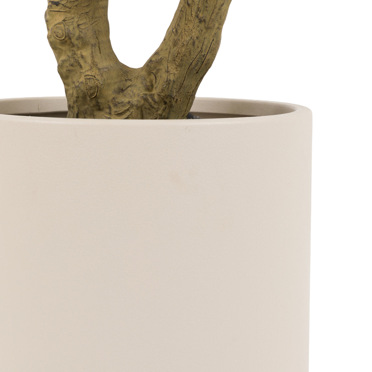 Gallery Direct Faux Olive Tree in White Pot Green, close-up showing its finish and detail