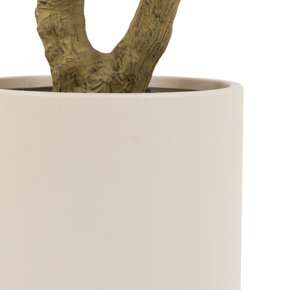 Gallery Direct Faux Olive Tree in White Pot Green, close-up showing its finish and detail