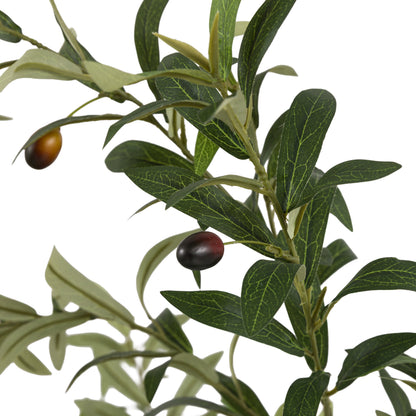 Gallery Direct Faux Olive Tree in White Pot Green, close-up showing its finish and detail