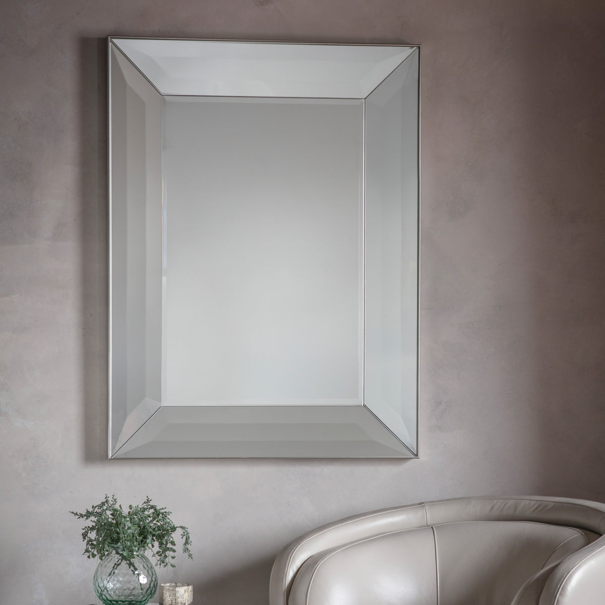 Gallery Direct Ferrara Mirror Silver displayed in a styled interior