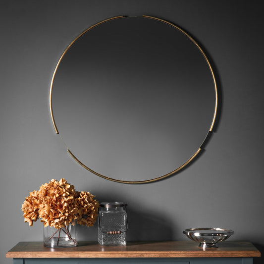 Gallery Direct Fitzroy Round Mirror Gold displayed in a styled interior