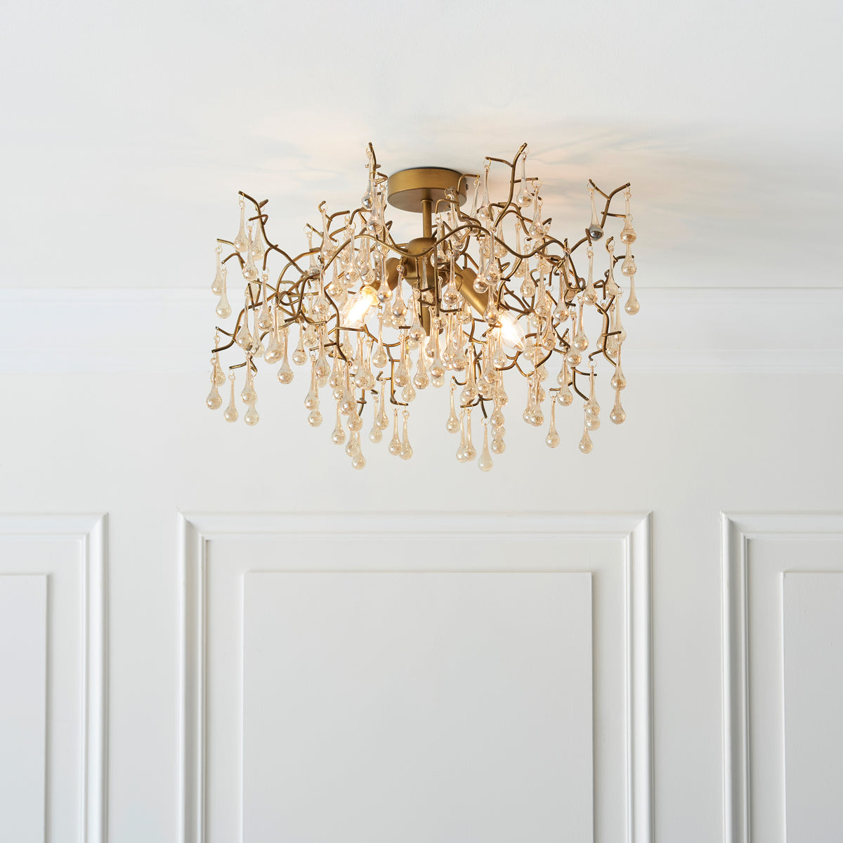Gallery Direct Florence Ceiling Light Gold, styled in a room setting