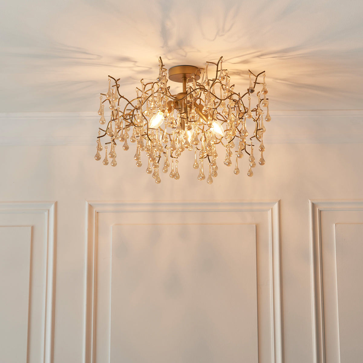 Gallery Direct Florence Ceiling Light Gold, styled in a room setting