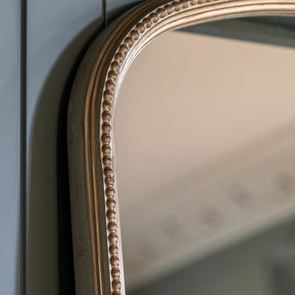 Gallery Direct Florentine Overmantle Mirror Champagne, close-up of the mirror and frame details