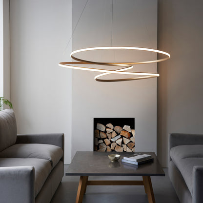 Gallery Direct Gamma Pendant Light Satin Gold, styled in a room setting
