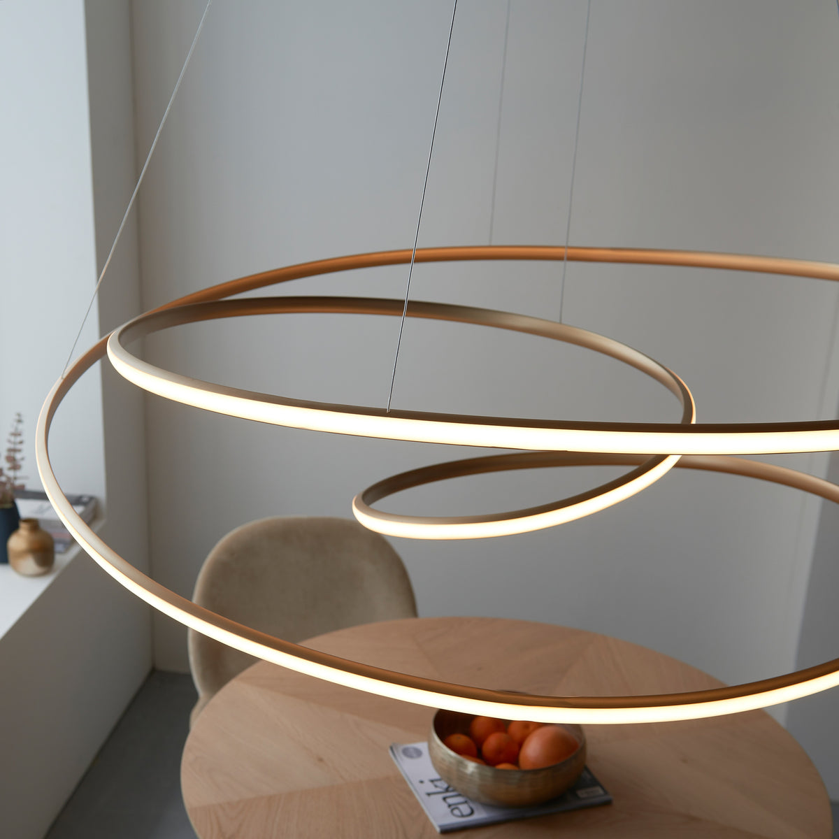 Gallery Direct Gamma Pendant Light Satin Gold, close-up of the finish and design