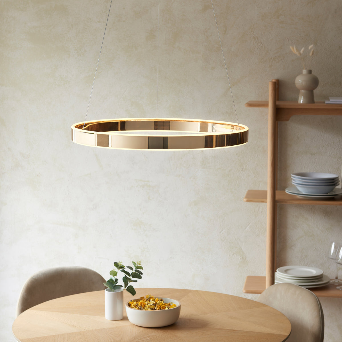 Gallery Direct Gen 1 Pendant Light French Gold Finish, styled in a room setting