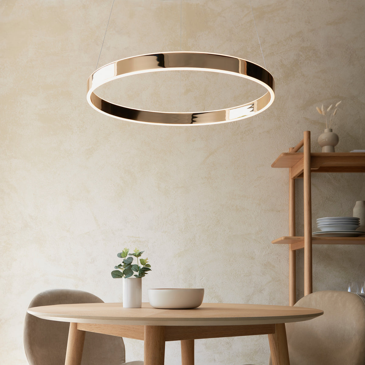 Gallery Direct Gen 1 Pendant Light French Gold Finish, styled in a room setting