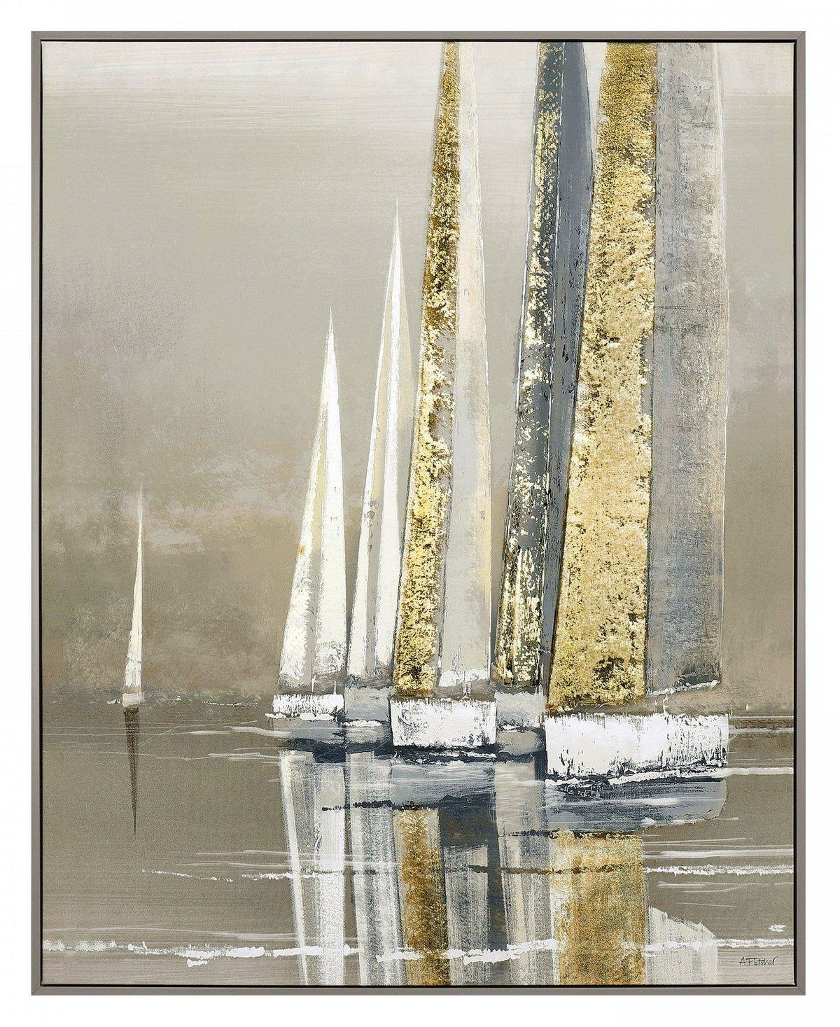 Gallery Direct Golden Sails Framed Canvas, complete product view