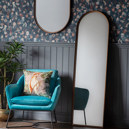 Gallery Direct Greystoke Arch Leaner Mirror displayed in a styled interior