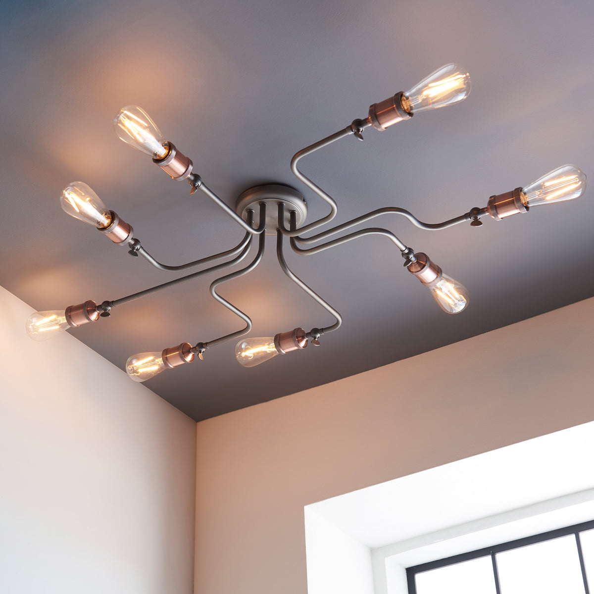 Gallery Direct Hal 8 Ceiling Light, styled in a room setting