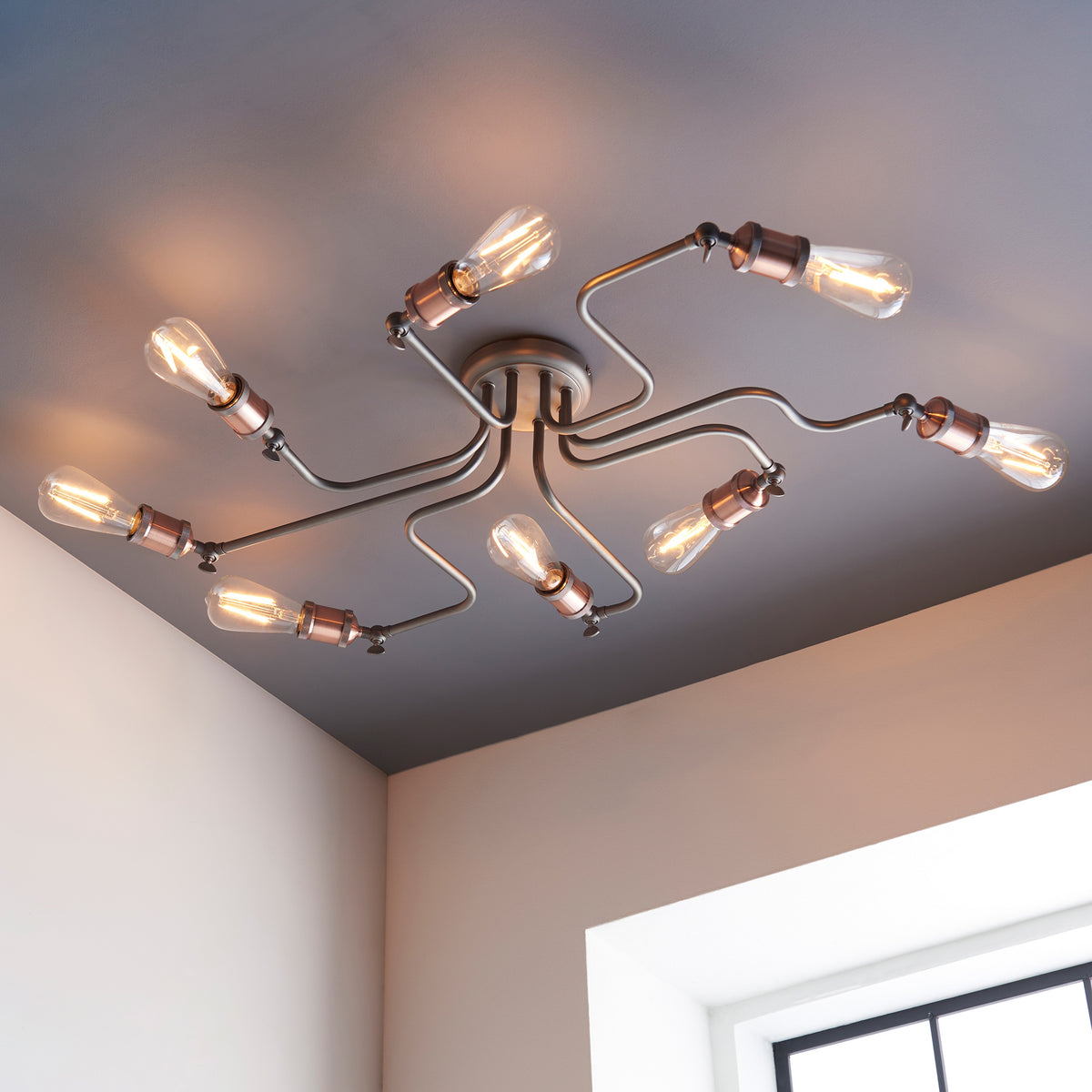 Gallery Direct Hal 8 Ceiling Light, styled in a room setting