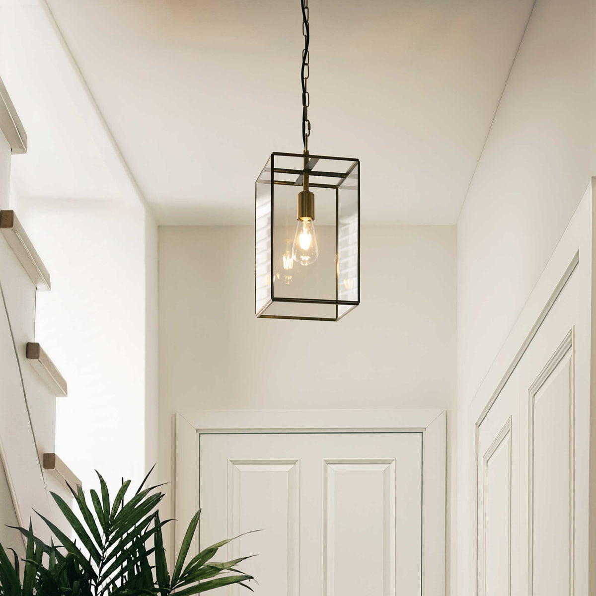 Gallery Direct Hammond Grand Pendant Light Antique Brass, styled in a room setting