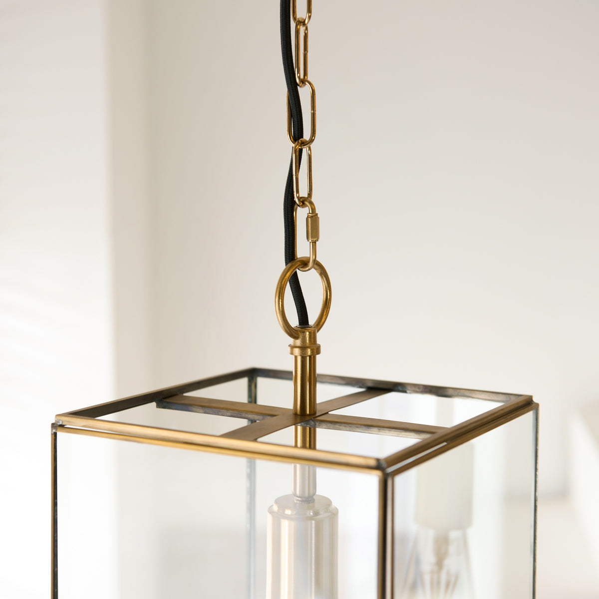 Gallery Direct Hammond Grand Pendant Light Antique Brass, close-up of the finish and design