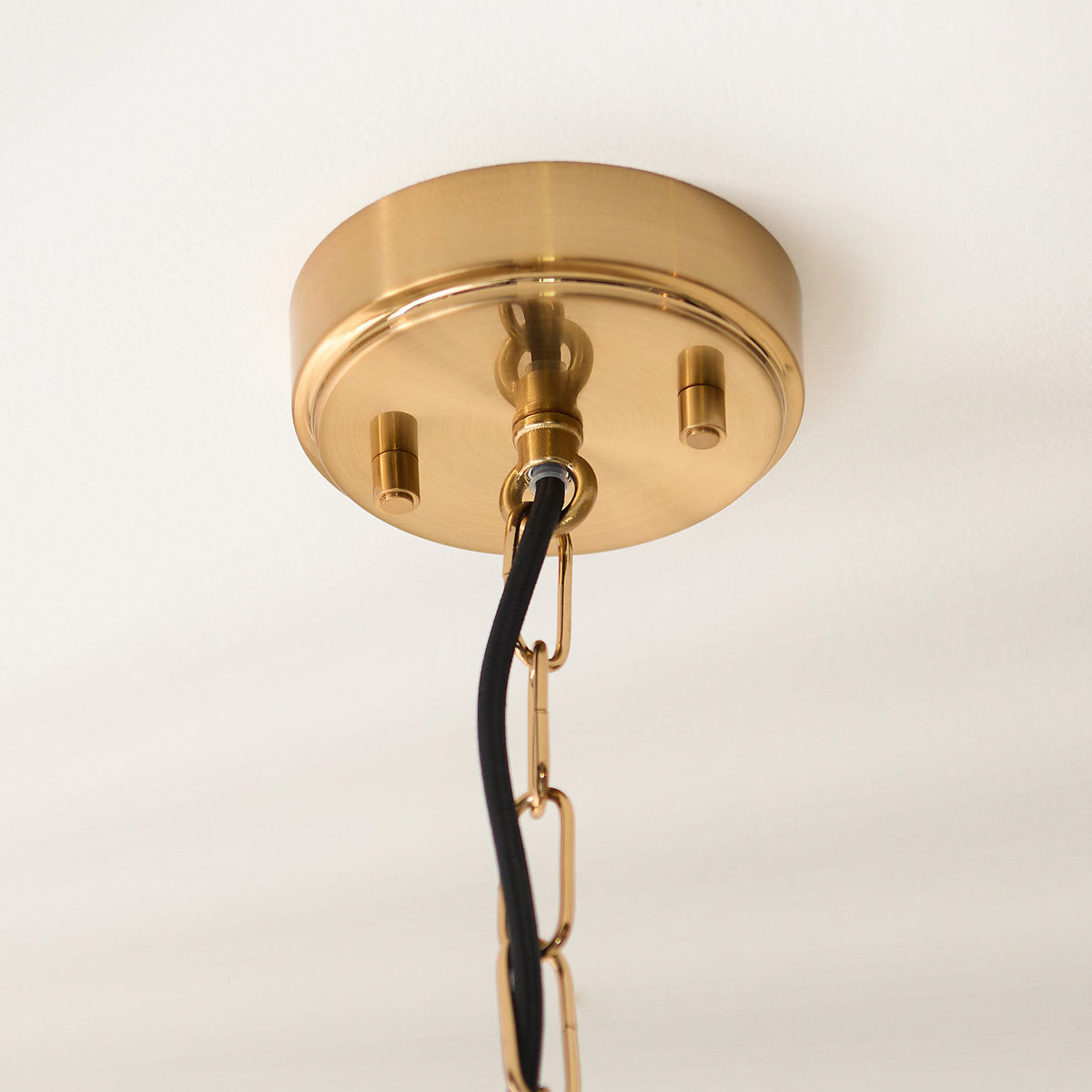 Gallery Direct Hammond Grand Pendant Light Antique Brass, close-up of the finish and design