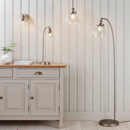 Gallery Direct Hansen 1 Pendant Light Brushed Silver, styled in a room setting