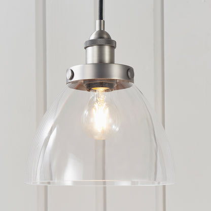 Gallery Direct Hansen 1 Pendant Light Brushed Silver, styled in a room setting