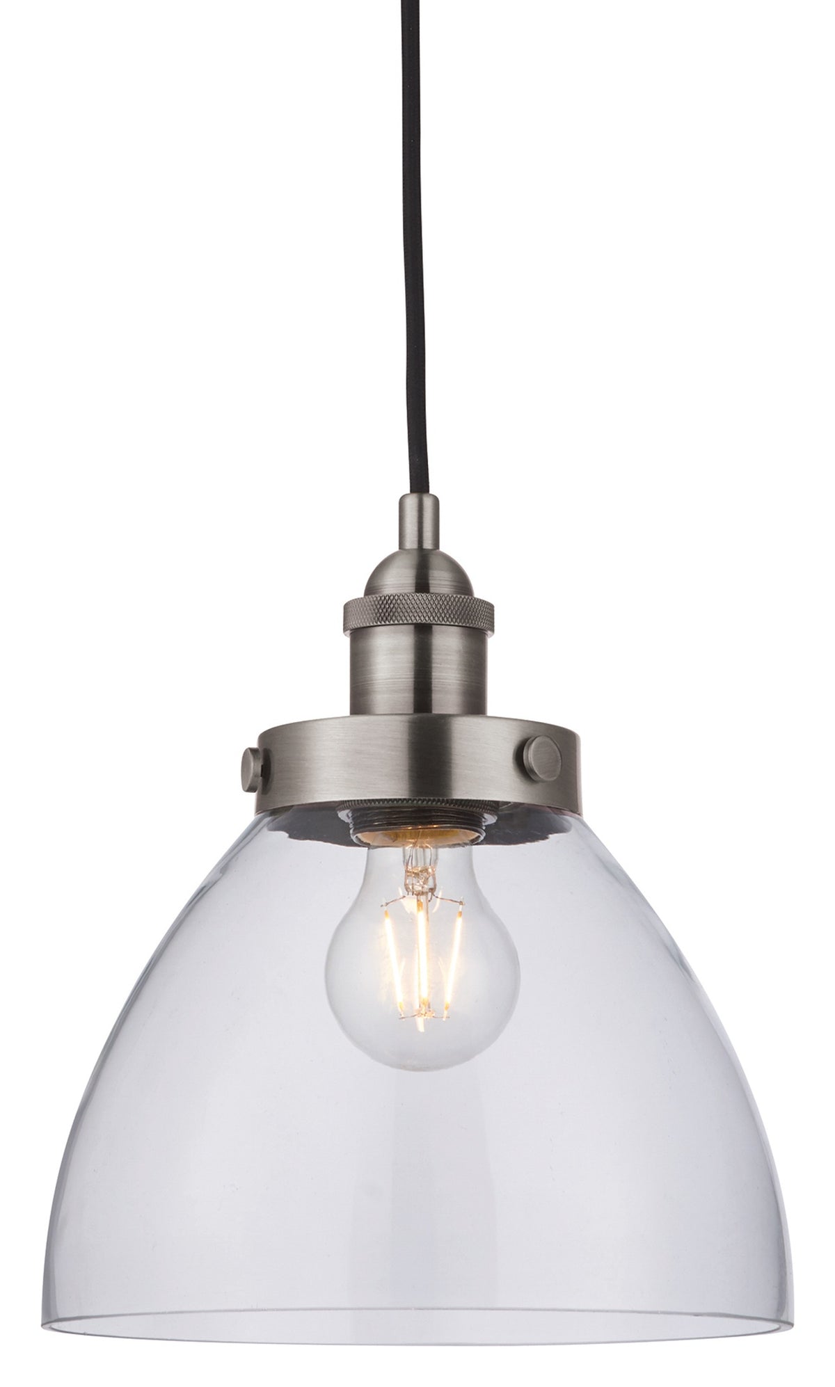 Gallery Direct Hansen 1 Pendant Light Brushed Silver, complete product view on a white background