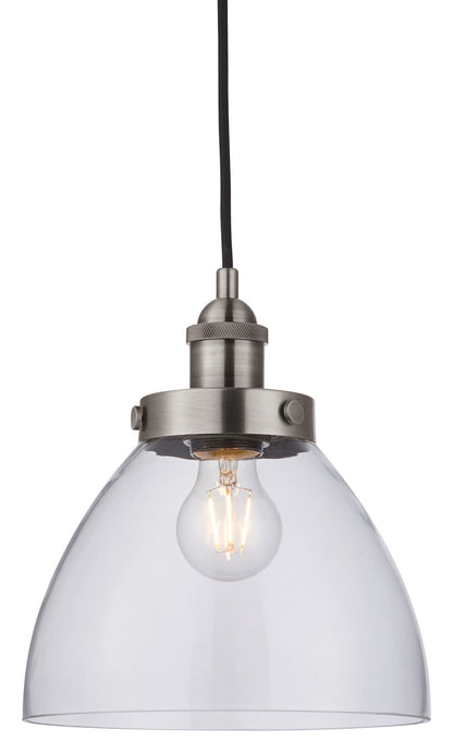 Gallery Direct Hansen 1 Pendant Light Brushed Silver, complete product view on a white background