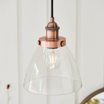Gallery Direct Hansen Pendant Light Aged Copper, close-up of the finish and design
