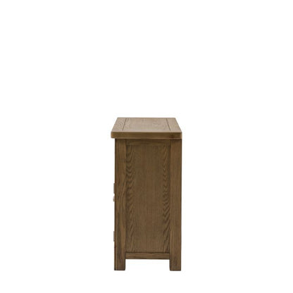 Gallery Direct Hardwick 2 Door 1 Drawer Sideboard features a solid oak construction with veneers for a warm wood tone finish