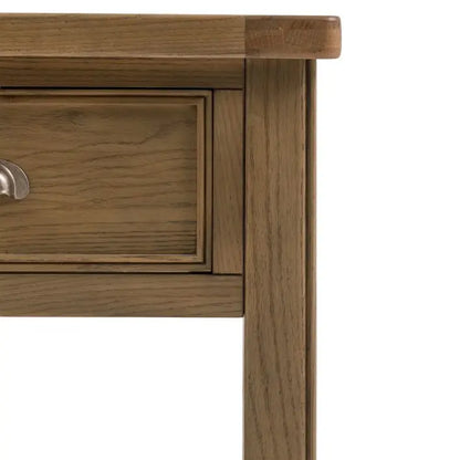 Gallery Direct Hardwick 2 Drawer Coffee Table with chic metal pull handles and a warm, natural wood finish