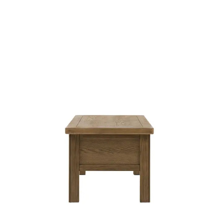 Gallery Direct Hardwick 2 Drawer Coffee Table is constructed from solid wood and veneers in a warm, natural wood finish
