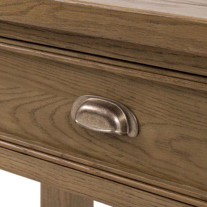 Gallery Direct Hardwick 2 Drawer Console Table crafted from solid oak and veneers with metal handles