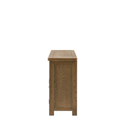 Gallery Direct Hardwick 3 Door 3 Drawer Sideboard constructed from solid oak and veneers, ideal for organising kitchens, living rooms or hallways