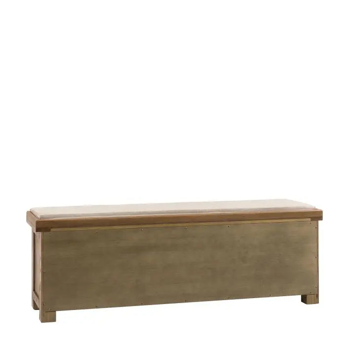 Gallery Direct Hardwick Hall Bench is crafted from solid oak woods and veneers for a warm natural finish, with a padded seat top