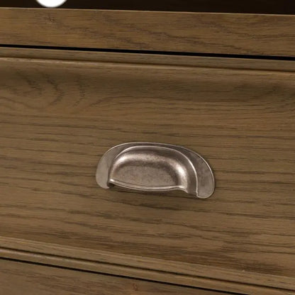 Gallery Direct Hardwick Media Unit features 2 spacious drawers crafted in warm oak wood and veneers, with chic metal drawer handles