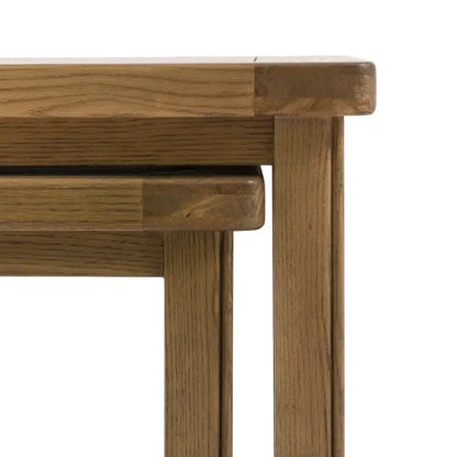 Gallery Direct Hardwick Nest of 2 Tables crafted from solid oak woods and veneers with a natural warm finish