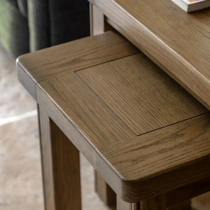 Gallery Direct Hardwick Nest of 2 Tables crafted from oak solids and veneers in a natural warm wood finish