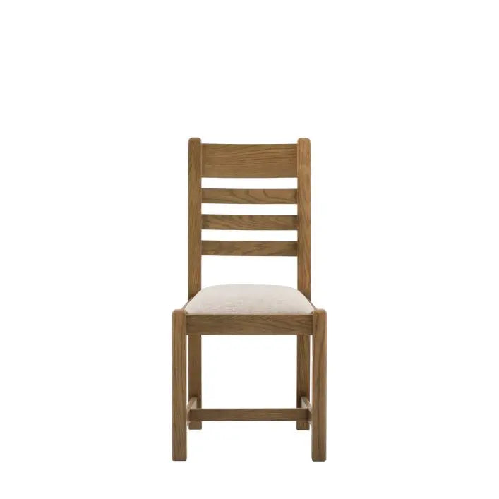 Gallery Direct Hardwick Pair of Dining Chairs features a robust oak wood and veneer frame with slatted back and padded seat