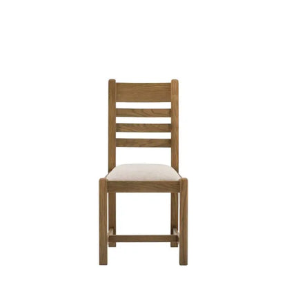 Gallery Direct Hardwick Pair of Dining Chairs features a robust oak wood and veneer frame with slatted back and padded seat