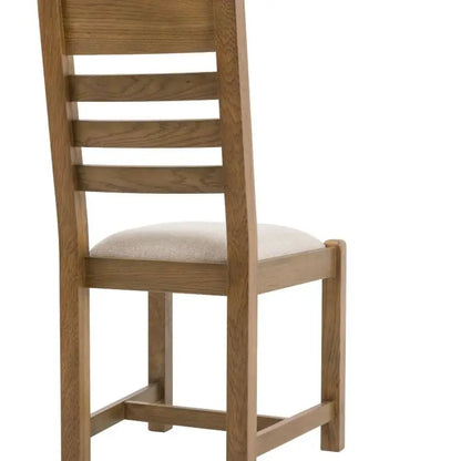 Gallery Direct Hardwick Pair of Dining Chairs with a solid oak and veneer wood frame, slatted backrest and padded seat cushion 