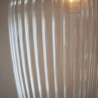 Gallery Direct Hartwell 1 Ribbed Large Pend Light Bright Nickel, close-up of the finish and design