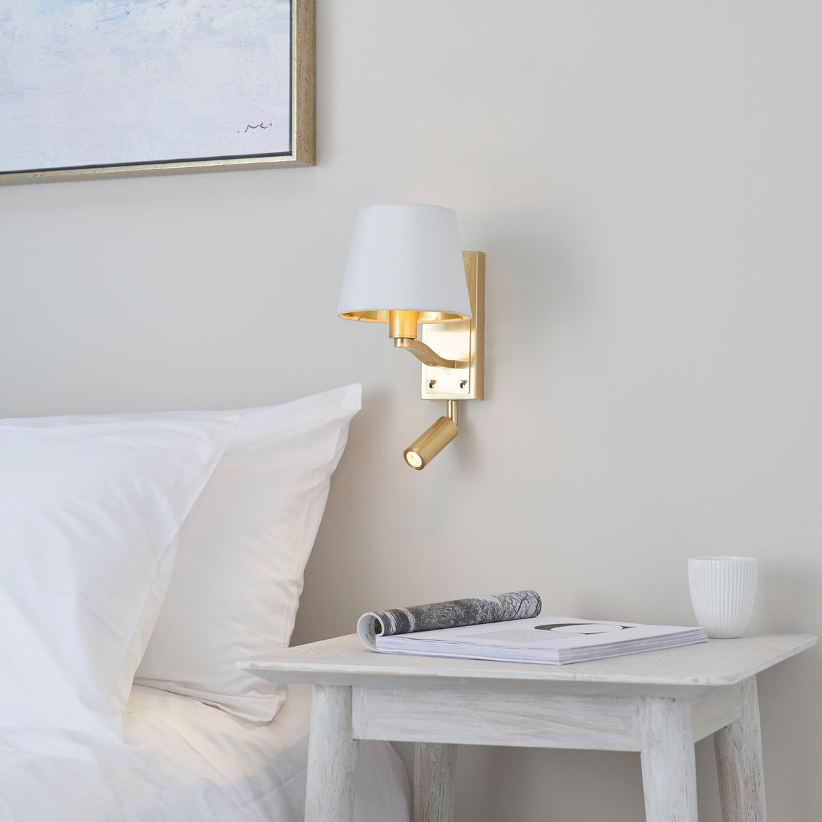 Gallery Direct Harvey Wall Light Brushed Gold, styled in a room setting